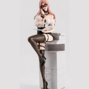 Pink hair anime figure with glasses